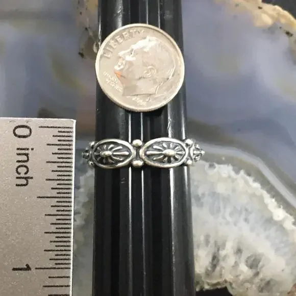 Carolyn Pollack Southwestern Style Sterling Flower Concho Band Ring For Women - Picture 9 of 10